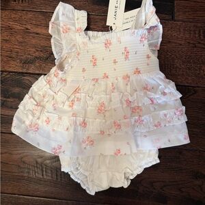 NWT Floral Ruffle Dress for Kids - White and Pink
